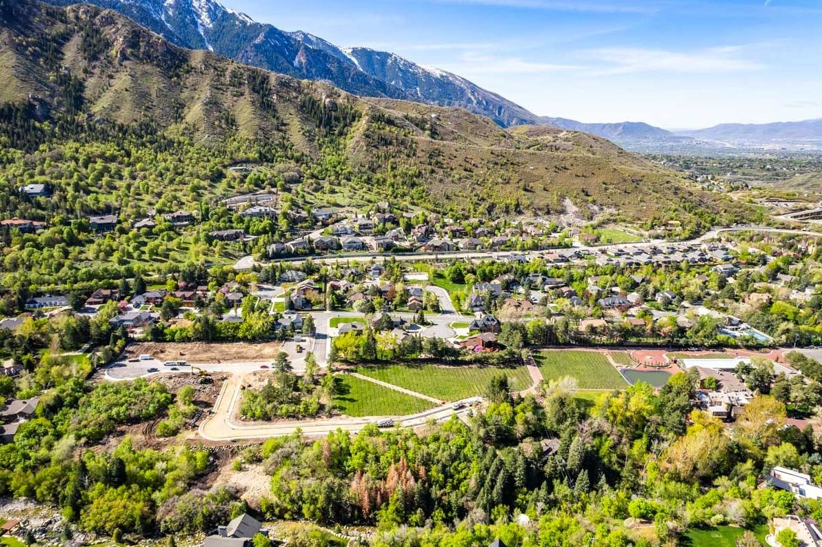 estates at la caille little cottonwood canyon summer aerial
